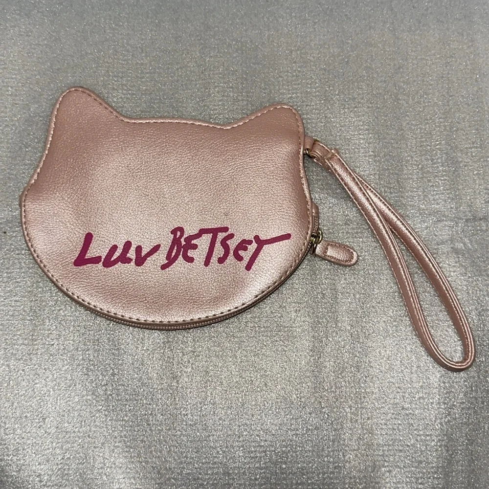 Betsey Johnson Pink Kitty cat  Wristlet purse